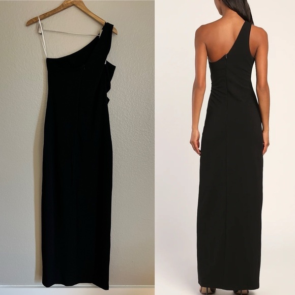 NWOT Show-Stopping Style Black One-Shoulder Cutout Maxi Dress - Picture 2 of 9
